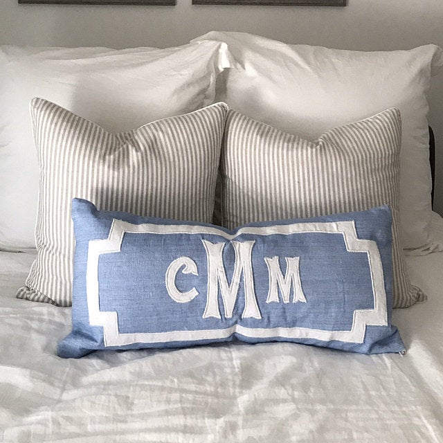 Baby Blue Appliquéd Name Pillow