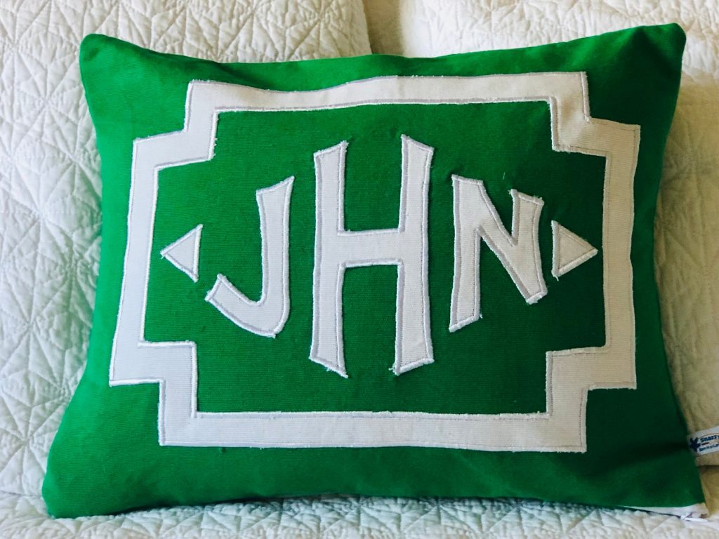 Green Name Appliquéd Pillow